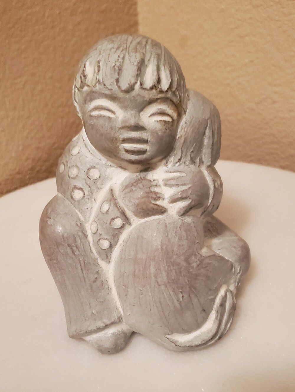 Vintage Isabel Bloom Signed "Boy Hugging Dog"  Home Accent Figurine.